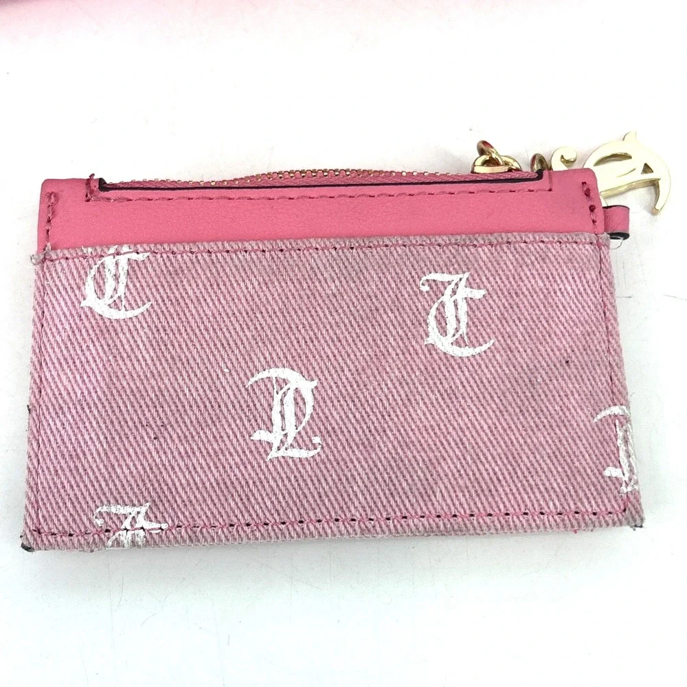 VTG Juicy Couture Pink Wallet Y2K Card Holder Logo Charm & Velour Makeup Bag
